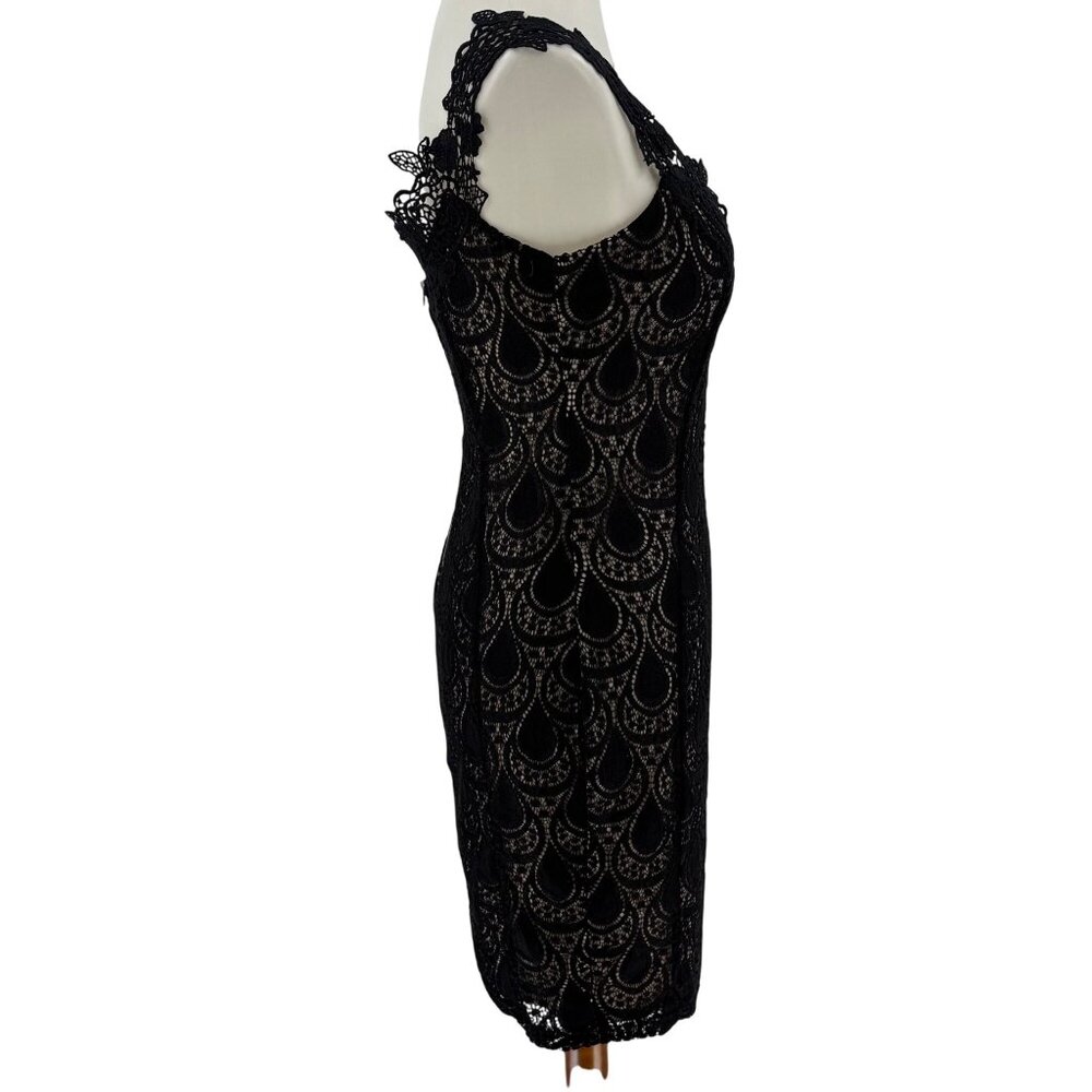 Papaya Womens Black Lace Dress Large Nylon Spandex Blend - Picture 2 of 9
